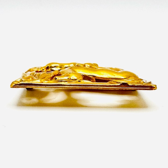 Antique Sterling Silver Coro Brooch Gold Vermeil Figural Deer Doe Fawn Pin - Picture 5 of 13